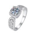 wholesale S925 Sterling Silver Wholesale 1-carat Moissanite Lace Square Ring for Women, High-end Silver Jewelry Accessories-0-5