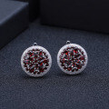 wholesale S925 Sterling Silver Natural Gemstone Ear Studs European and American Light Luxury Ruby Inlaid Crystal Earrings Wholesale-0-1
