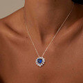 wholesale S925 Sterling Silver Vintage-inspired Elegant Heart Blue Gemstone Necklace for Women-0-2