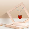 wholesale 925 Sterling Silver Heart-shaped Red Agate Necklace for Women, Xiaohongshu Same Style Versatile Pendant Collarbone Chain Jewelry Wholesale-0-1