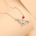 wholesale Sterling Silver Cupid's Arrow Heart Pendant Necklace, One Arrow Pierces the Heart Delicate Collarbone Chain for Women, Luxurious Valentine's Day Gift-0-3