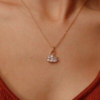 wholesale S925 Sterling Silver Exquisite Micro-Inlaid Zirconia Small Swan Necklace for Women, High-End Pendant Collarbone Chain-BX0485-Gold 925 Silver