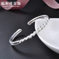 wholesale S990 Sterling Silver Simple Korean-style Student Silver Bracelet Accessory Open-Ended Twist Bangle Women's Elegant Popular Personalized Jewelry-Bracelet 990 sterling silver