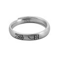 wholesale Vintage S925 Sterling Silver Literary "Contentment, Joy, Non-Strife, Non-Debate" Ring with "Prudent Solitude, Peace" Unisex Inscription-0-4