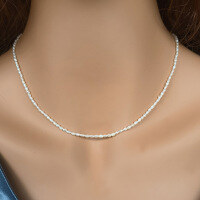 wholesale 925 Sterling Silver Natural Freshwater Pearl Rice Bead Necklace with Heart OT Clasp Cross Chain, Hot-Selling Overseas High-End Jewelry for Women-Rice bead necklace 40+5CM (copper accessories)