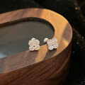 wholesale S925 Sterling Silver Inlaid Zircon Four-Leaf Clover Ear Studs for Women, Exquisite and Minimalist Style Earrings-0-5