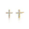 wholesale S925 Sterling Silver Micro-Inlaid Zircon Cross Stud Earrings Fashion Commuting Minimalist Niche Design Earrings Cross-Border-0-0