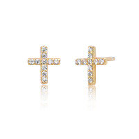 wholesale S925 Sterling Silver Micro-Inlaid Zircon Cross Stud Earrings Fashion Commuting Minimalist Niche Design Earrings Cross-Border-Platinum