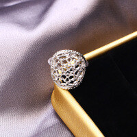 wholesale 925 Silver Vintage Royal Exaggerated European-style Openwork Mesh Ring for Women - Wholesale-Agete hollow mesh ring  size 10