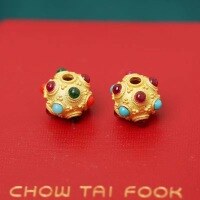 wholesale S925 Sterling Silver Gold-Plated Chiseled Ancient Gold-Filigree Dragonfly-Eye Beads Multi-Gem Spacer Beads DIY Bracelet String Accessories-Type A one