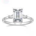 wholesale S925 Sterling Silver 3-Carat Square Emerald Cut Fashion Versatile Moissanite Ring Silver Jewelry-0-35
