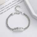 wholesale S925 Sterling Silver Graffiti-style Pattern Rabbit Bear Bracelet, New Sweet Street Style Versatile Hand Accessory-0-0