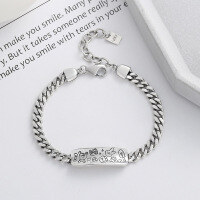 wholesale S925 Sterling Silver Graffiti-style Pattern Rabbit Bear Bracelet, New Sweet Street Style Versatile Hand Accessory-209SM/approx. 12.2g 925 silver