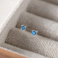 wholesale S925 Sterling Silver Fresh and Sweet Ins Niche Design Exquisite and Minimalist Blue Diamond Four-Prong Stud Earrings M06210-0-3