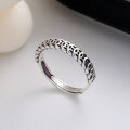 wholesale S925 Sterling Silver Minimalist Vintage Antique Gold Coin Ring "Wealth Flows" Chinese Style Artistic Index Finger Ring for Women-0-0