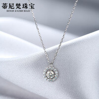 wholesale 925 Sterling Silver Moissanite Necklace for Women, Ins Summer Minimalist Pendant Collarbone Chain Jewelry, Hypoallergenic and Tarnish-Free-5.0mm (50 carats) Moissanite Necklace  925 Silver