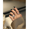 wholesale S925 Sterling Silver 456 Korean Version Ins Niche Design Minimalist Versatile Geometric Concave Circle Open Ring for Women-0-2