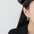 wholesale S925 Sterling Silver ET293 Korean Style Minimalist Geometric Square Earrings for Women, Versatile and Trendy Ear Clips-0-2