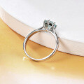wholesale 1ct Green Moissanite Ring with GRA Certificate, S925 Silver Six-Prong Moissanite Ring for Cross-Border Wholesale to Europe and America-0-2