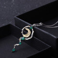 wholesale S925 Sterling Silver Secret Garden High-End Pendant, Natural Style Designer Necklace with Green Agate Inlay-0-3