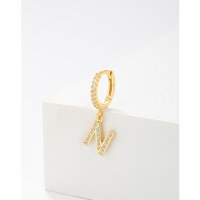 wholesale 925 Sterling Silver Amazon Cross-border Single Alphabet Earrings for Women, Fashion Hoop Ear Cuff, Versatile Ear Accessories-N single>925 silver