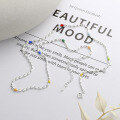 wholesale S925 Sterling Silver Olive Chain with Rainbow Resin Inlay Necklace, Sweet and Fresh Style, Gentle and Versatile Neckwear-0-3