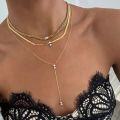 wholesale 925 Silver Metal Material Ins Style Cross-Border Independent Station 15ct Princess Cut Moissanite Inlaid Snake Chain Stackable Women's Necklace-0-1