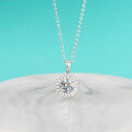 wholesale S925 Sterling Silver Moissanite Minimalist Necklace Diamond Flower Pendant Valentine's Day Gift for Girlfriend Light Luxury Collarbone Chain-0-0
