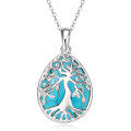S925 Silver Y-Shaped Teardrop Emerald Imitation Pendant Necklace-0-19