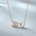 wholesale S925 Sterling Silver Love Heart with Letter and Diamond Inlay Necklace, Fashionable Niche Design Creative Personalized Collarbone Chain Jewelry-0-0