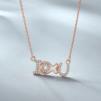 wholesale S925 Sterling Silver Love Heart with Letter and Diamond Inlay Necklace, Fashionable Niche Design Creative Personalized Collarbone Chain Jewelry-Clownfish-Rose 925 Silver
