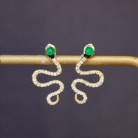 wholesale S925 Sterling Silver Overall Red Elk Small Spirit Snake Ear Studs Light Luxury Personality Fashion Earrings Versatile Daily Earrings-BE0216-Gold