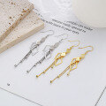 wholesale S925 Sterling Silver Korean-style New Geometric Hollow-Out Tassel Drop Earrings, Trendy and Versatile Long Pendant Earrings-0-0