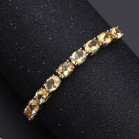wholesale Luxury fashion natural citrine bracelet for women, elegant pairing with S925 silver inlaid gemstone natural colored gem bracelet-Natural Citrine &gt;925 Silver