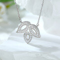 wholesale 925 Sterling Silver Leaf Clover Necklace, Minimalist Leaf Pendant,, Versatile Necklace-0-1