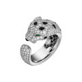 wholesale 925 Silver Gold-Plated Ring with High-Carbon Diamond, Cartier Panther Style Muzo Green, Fashionable and Exquisite Versatile Jewelry for Women-0-4
