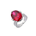 wholesale S925 Sterling Silver Zircon Ring, K-Gold Craft Inlaid High Carbon Diamond Ring, Ruby Wholesale for Women-0-4