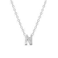 wholesale Metal 925 Silver Plain 26 Letters Pendant Necklace, Ins Luxury Hot-selling Choker-White Gold-N 925 Silver