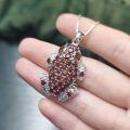 wholesale S925 Sterling Silver Natural Wind Animal Element Frog Pendant with Natural Garnet and Topaz Necklace Pendant-0-2