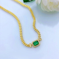 wholesale 925 Silver Adjustable Zhuzhifan Jewelry Simulated Emerald 1 Carat Pendant Simple Necklace 40+3cm-N134 Green Diamond 925 Silver