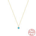 wholesale S925 Sterling Silver Turquoise Moon Fan Pendant Collarbone Choker Necklace-0-8