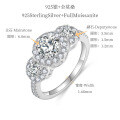18k Gold Plated S925 Silver Ring with 60mm Round Moissanite Flower Bud Design-0-4