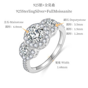  0.8ct main stone + 0.5ct  US size 4.5