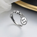wholesale S925 Sterling Silver Geometric Letter Pendant Goodluck Charm Ring Ins Minimalist Index Finger Ring-0-0