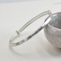 wholesale 999 Silver YONGYI Peach Push-Pull Bangle for Women, Vintage Minimalist Artistic Matte Finish Youthful Plain Adjustable Bracelet-0-2