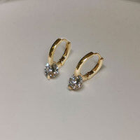 wholesale S925 Sterling Silver Mini Circular Single Diamond Ear Stud for Women, Stylish and Versatile Trendy Hoop Earrings G7190-S925 silver earrings silver 925 silver