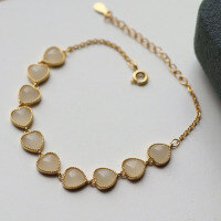 wholesale S925 Sterling Silver Inlaid with Hetian Jade and Mutton Fat White Jade Heart Bracelet, Fashionable and Versatile Hand Jewelry for Wholesale from Manufacturers-White Jade Heart Bracelet 925 Silver