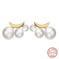wholesale 14K Gold, 925 Sterling Silver Moon-shaped Natural Baroque Pearl Fashion Earrings Factory Direct-0-4