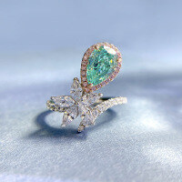 wholesale 925 Silver MoJing Jewelry New Collection Paraiba Color 6*9 Ring for Women, Small and Unique Design, Fashionably Versatile-R564 Paraiba Color No.7