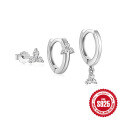 wholesale S925 Sterling Silver Classic Triple Diamond Wearable Ear Cuff Earring Set, Hot-Selling in Europe and America-0-4